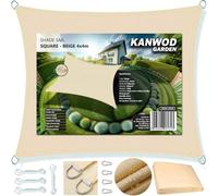 KANWOD Voile d'ombrage Rectangulaire, 4 x 4 m, Imperméable, Protection UV, Tissu 180 g/m², Toile d'ombrage Extérieure pour Balcon, Terrasse et Jardin, Beige