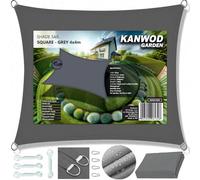 KANWOD Voile d'ombrage Rectangulaire, 4 x 4 m, Imperméable, Protection UV, Tissu 180 g/m², Toile d'ombrage Extérieure pour Balcon, Terrasse et Jardin, Gris
