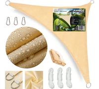 Kanwod Voile d'ombrage triangulaire étanche à l'eau, store à corde pour balcon et terrasse, protection UV, cordes de fixation incluses, beige