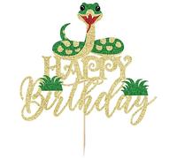 Kaoenla Décoration de gâteau d'anniversaire serpent à paillettes - Thème serpent - Décoration de gâteau d'anniversaire sur le thème des animaux - Décoration de fête prénatale - Fournitures de fête