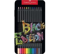 Kaojl-116412 Black Edition 12 Crayons De Couleur Dans Une Boîte En Métal,Résistants À La Rupture,Prise En Main Ergonomique,Crayon De Couleurs Colorier Sur Papier Clair Et Foncé