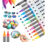 Kaojl-12 Couleurs Stylos À Peinture Acrylique,Stylos Marqueurs À Encre Acrylique Grand Volume,Marqueurs À Peinture Au Pinceau Pour La Pierres,Céramique,Verre,Galets,Tissu,Bois Et Plus,21700