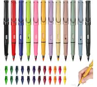 Kaojl-12 Crayons De Couleur,Portable Crayon Infini Crayon Éternel Réutilisable Crayon Sans Encre De Nib Remplaçable Avec 24 Coloré Pointes De Rechange Pour L'écriture Dessin De Bureau À Domicile