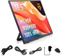 KAOJL-18.5" Portable Monitor With Stand-Plug And Play Ultra Thin/Light Usb-C Hdmi Second Monitor 1080P Fhd 178° Viewing 120Hz Dual-Track Hifi Speaker For Raspberry Pi/Jetson/Pc/Game Console/Phone