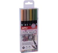 Kaojl-19153-12 Feutres Aquarelle Aux Couleurs Vintage-Brush Pen À Double Pointe (Pointe Ronde De 1 Mm Et Pinceau De 1-4 Mm)-Feutres Pinceaux.