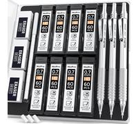 Kaojl-3 Pièces Porte Mine D'artiste Métal,Critérium 0,7 Mm Avec 6 Tubes Recharges De Plomb Hb,3 Gommes,Pour L'écriture D'étudiants,L'esquisse,Le Dessin