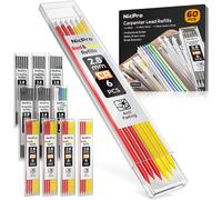 Kaojl-60 Pièces Mines De Charpentier 2.8mm,Mines Pour Porte-Mines De Charpentier,Mines De Hb Résistantes À La Rupture Pour Porte-Mines De Construction (Noir,Rouge,Jaune,Vert,Bleu,Blanc)