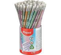 Kaojl-72 Crayons Graphite Hb Black¿Peps Glitter Avec Gomme-Corps Décoré Pastel À Paillettes-Forme Triangulaire Ergonomique-Hb N°2-6 Couleurs Pastels