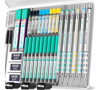 Kaojl-Blocky Gear 6 Pièces Porte Mine,0.5,0.7,0.9mm&2mm Criterium Pour Le Dessin Et L'esquisse Avec 20 Tubes (6b 4b 2b Hb 2h 4h Couleurs) Recharges De Mines