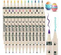 Kaojl-Feutre Acrylique 24 Couleurs Marqueur Peinture Acrylique,Acrylic Paint Marker Double Pointe Peinture Acryliques Pinceau Pour Peinture Sur Roche,Verre,Pierre,Bois,Céramique
