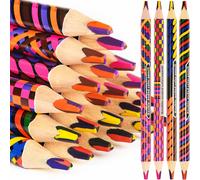 Kaojl-Jumbo Lot De 12 Crayons De Couleur Arc-En-Ciel Épais Triangulaires Avec Deux Extrémités Pour L'art,Le Dessin,La Coloration,Les Croquis,Pré-Taillés