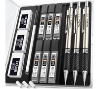 Kaojl-Lot De 3 Porte-Mines En Métal De 0,9 Mm Avec 6 Tubes De Recharge Hb #2,3 Gommes,9 Recharges De Gomme,Porte-Mine Artistique 0,9 Pour L'écriture,Le Dessin,L'esquisse