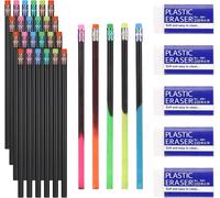 Kaojl-Lot De 32 Crayons De Bois,Crayons D'humeur Qui Changent De Couleur,Crayon Changeant De Couleur,Avec Caoutchouc,Pour Studio Et Bureau