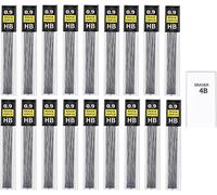 Kaojl-Lot De 360 Mines 0,9 Mm Résistantes Aux Chocs Hb Avec 1 Gomme Pour Porte-Mines 0,9 Mm