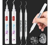 Kaojl-Lot De 4 Stylos De Peinture Acrylique Blanche,1 À 3 Mm À Double Tête Souple Et Dure Pour Écrire À Pointe Fine,Marqueurs De Peinture Acrylique De 2 Mm Pour Papier Noir,Céramique,Pierres