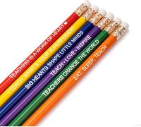 Kaojl-Lot De 6 Crayons Colorés Pour Enseignant,Cadeaux D'enseignement,Cadeau De Départ,Citations D'enseignement