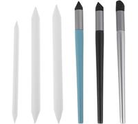 Kaojl-Lot De 6 Stylos À Pastel À L'huile-Brosse Éponge Et Raclette En Papier Pour Le Maculage Et Le Flou,Outils D'art Pour Peinture À L'huile Et Croquis,Facile À Transporter