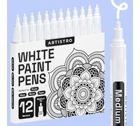 Kaojl-Marqueurs Blancs Pour La Peinture Sur Roche,Pierre,Céramique,Verre,Bois,Pneu,Tissu,Métal,Toile.Set De 12 Feutres Pour Peinture Acrylique À Base D'eau À Pointe Moyenne (Blanc)