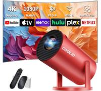 KAOJL-Mini Vidéoprojecteur 1080P Avec Wifi 6 Bt 5.4,Portable Projecteur 4K Avec Android Tv,Projecteur Video Supporté Pour Correction Trapézoïdale Automatique,270° Rotation,Avec Hdmi Et Souris,Rouge