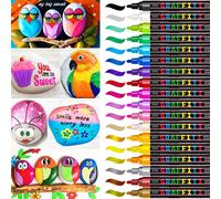 Kaojl-Peinture Acryliques Stylos,18 Couleurs Marqueur Peinture Acrylique Premium Étanche Permanent Art Peinture Set Pour La Peinture Rupestre,Bricolage,Céramique,Verre,Toile-Pointe Moyenne