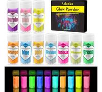 Kaojl-Poudre Lumineuse,200g Pigment Phosphorescent,Peinture Fluorescente Dans Le Noir Pour Slime,Ongles,Résine,Peinture,La Peinture Acrylique,L'artisanat (20gx10 Couleurs)