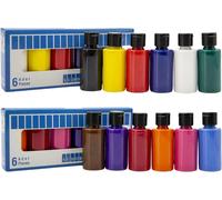 Kaojl-Set De Peinture Acrylique Xl Avec 6 Pinceaux.12 Couleurs De 40 Ml Teintures À Base D'eau.Convient Pour Le Papier,Le Bois,La Toile,La Pierre.12x40ml (6 Primaires+6 Tons Moyens)