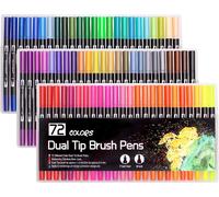 Kaojl-Stylos/Pinceaux À Double Pointe-Pointe De Fineliner De 0,4 Mm Et Pointe De Pinceau De 2 Mm 72 Couleurs.