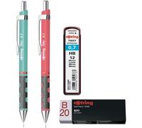 Kaojl-Tikky Lot De 2 Porte-Mines 0,7 Mm (Bleu Mer Et Corail)+Mines Hb De 0,7 Mm+Gomme¿Kit D'écriture Haut De Gamme Pour L'école,Le Dessin Et Le Bureau