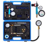 KAOLALI 46 Pièces Testeur de Compression, pour Moteurs Essence et Diesel | 0-50 Bar/0-725 Psi, Double Manomètre, Lecture Claire, Adapté aux Moteurs HDi, TDCi, pour Voitures, Camions, Motos