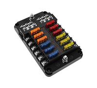 KAOLALI 6/12 Voies Boîte Fusibles 12V, Porte Fusible Blocs Fusible Lame avec 16 Fusibles LED Couvercle de Protection pour 12V/24V Voiture Automobile Bateau Marine Camion SUV (12 Voies)