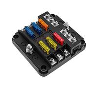 KAOLALI 6 Voies Boîte Fusibles 12V, Porte Fusible Blocs Fusible Lame avec 16 Fusibles 6 Voyants LED Couvercle de Protection pour 12V/24V Voiture Automobile Bateau Marine Camion SUV
