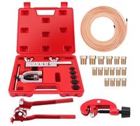 KAOLALI Kit Tuyau Frein Voiture, Ligne Frein en Acier Cuivré 7.6 M, Ø4,75mm, avec 16 Raccords + 4 Connecteurs, 3 en 1 Cintreuse Tube Cuivre, IdéAl pour Les SystèMes De Freinage Hydrauliques De Voiture