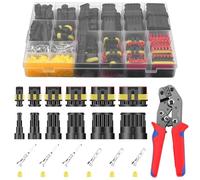 KAOLALI Lot de 796 Connecteurs de Voiture Étanches Avec Pince à Sertir, 12v, Connecteur Electrique de Voiture Etanche 1/2/3/4/5/6 Broches pour Moto Kayak Voiture Caravan (1-6P + Crimpzange)