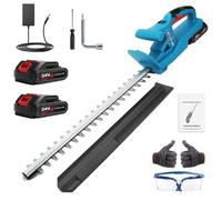 KAOLALI Taille-haie 20 pouces, taille-haie électrique 21 V avec indicateur de niveau de batterie, taille-haie sans fil avec 2 batteries 2000 mAh, lame double action 50 cm, taille-haie 600 W pour le ja