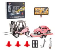 Kaoliscious Chariot élévateur télécommandé 1/64 avec contrôleur sans fil, crochet de cargaison, fourches et palette, mini camion de construction RC en alliage 2,4 G pour adulte