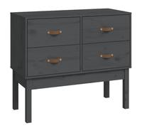 Kaorsrow Armoire console grise 90 x 40 x 78 cm en pin massif | Buffet polyvalent en bois avec 4 tiroirs pour salon et chambre à coucher avec protection anti-basculement.