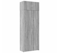 Kaorsrow Armoire haute gris sonoma 80 x 42,5 x 225 cm en bois | Armoire étroite multi-usages avec 6 compartiments pour salle de bain, chambre et couloir. Stable, facile d'entretien et peu