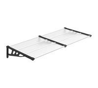Kaorsrow Auvent de porte noir transparent 199 x 90 cm - Auvent de porte d'entrée robuste en polycarbonate et aluminium pour l'entrée des maisons unifamiliales ou deux familles