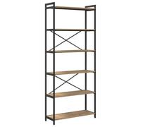 Kaorsrow Bibliothèque 80 x 30 x 189,5 cm - En bois et acier | Étagère ouverte à plusieurs niveaux avec cadre en acier robuste pour salon et bureau, étagère décorative au design industriel
