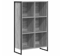 Kaorsrow Bibliothèque à 6 compartiments Sonoma grise 99,5 x 30 x 108,5 cm | Armoire à livres industrielle en bois avec pieds en acier fins pour le salon et l'étude.