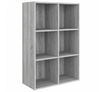 Kaorsrow Bibliothèque buffet avec 6 compartiments Gris Sonoma 66 x 30 x 98 cm