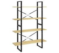 Kaorsrow Bibliothèque en pin massif à 4 compartiments 100 x 30 x 140 cm | Étagère en bois solide en pin non traité avec des accents métalliques, divisible de manière flexible en deux petites étagères