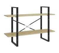 Kaorsrow Bibliothèque sur pied en chêne Sonoma 100 x 30 x 70 cm | Buffet industriel avec 2 compartiments ouverts pour salon et chambre à coucher, support mural inclus.