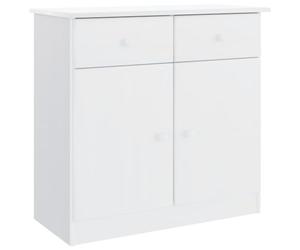 Kaorsrow Buffet ALTA en pin massif blanc 77 x 35 x 73 cm | Armoire d'appoint polyvalente en bois véritable avec tiroirs et portes pour salon, couloir ou chambre à coucher.