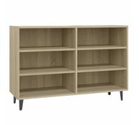 Kaorsrow Buffet en chêne Sonoma - 103,5 x 35 x 70 cm - Bibliothèque en | Armoire d'appoint industrielle à 6 compartiments pour salon et bureau, plateau en bois solide avec pieds en métal.