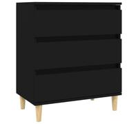 Kaorsrow Buffet noir 60 x 35 x 70 cm Commode avec 3 tiroirs | Armoire d'appoint compacte pour salon et couloir avec pieds stables en bois d'eucalyptus et support mural intégré.