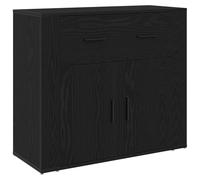 Kaorsrow Buffet noir aspect chêne 80 x 33 x 70 cm Commode en bois | Meuble d'appoint polyvalent avec tiroir et deux portes pour le salon ou la salle à manger. Offre un ordre structuré.