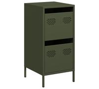 Kaorsrow Buffet vert olive - 35 x 39 x 73,5 cm - Commode en acier laminé à | Commode compacte en acier robuste avec 2 tiroirs, idéale pour la chambre, le salon et le couloir au design moderne.