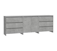Kaorsrow Ensemble buffet 3 pièces gris béton commode en bois | Rangement polyvalent pour le salon et le couloir : ensemble d'armoire effet béton avec portes, tiroirs et plateau fixe.