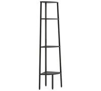 Kaorsrow Étagère d'angle à 4 étagères en acier Noir 45,5 x 31,5 x 150 cm | Étagère en escalier peu encombrante pour salon et chambre à coucher avec cadre en acier robuste et capacité de charge totale